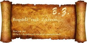 Bogdányi Zajzon névjegykártya